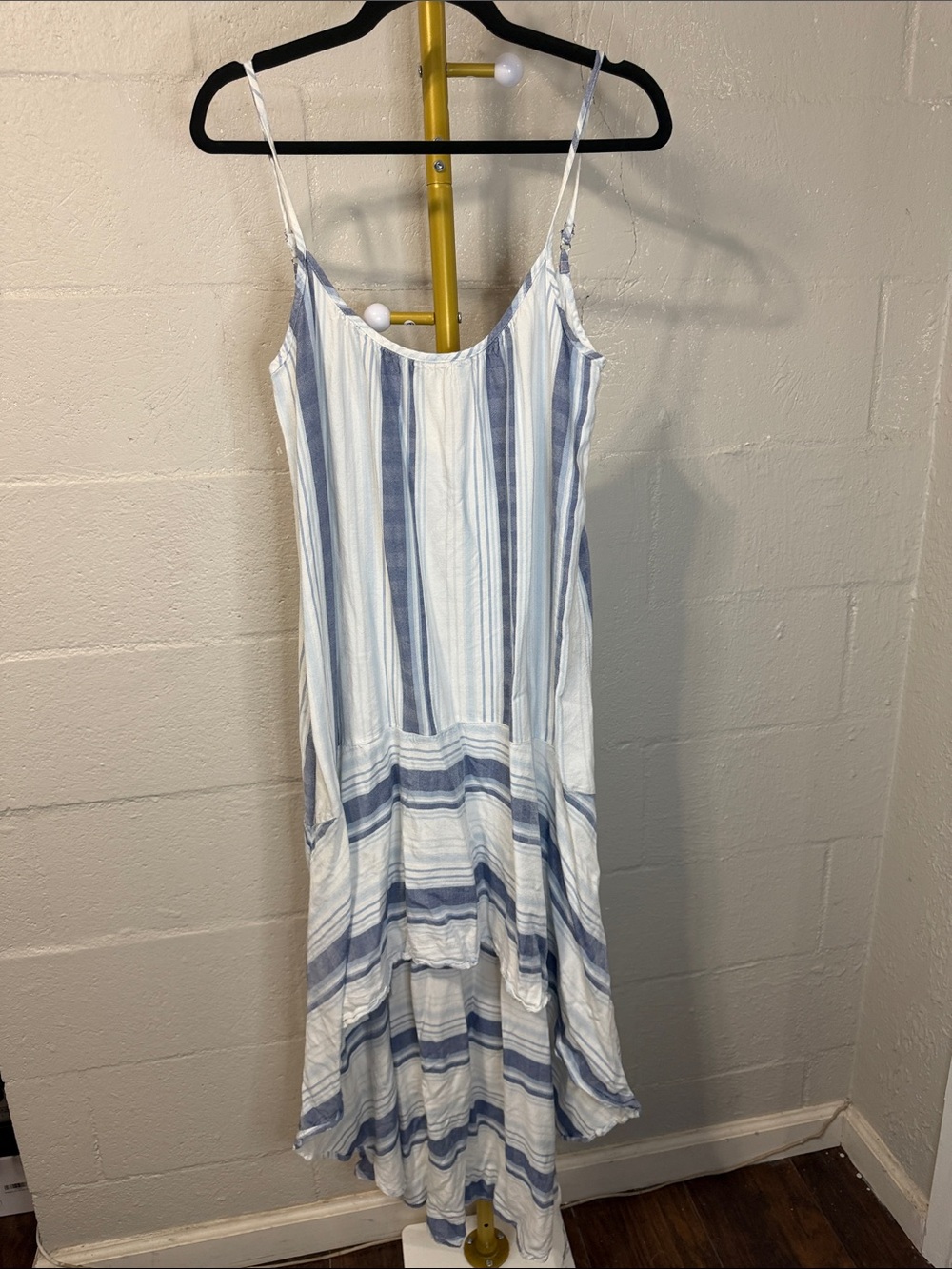 Love Stitch Blue & White Striped High-Low Sundress
